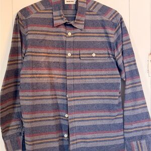 Striped Button-Up Shirt- 100% Organic Cotton- heavyweight shirt